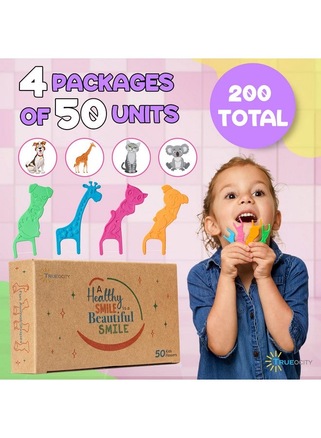 Trueocity Biodegradable Kids Flossers -200 Pack, Natural Kids Floss Picks, Fluoride Free, Biodegradable Floss Pick, Organic Animal Kids Dental Floss Picks, Dental Floss Sticks for Kids - (Mild Orange) - Image 4