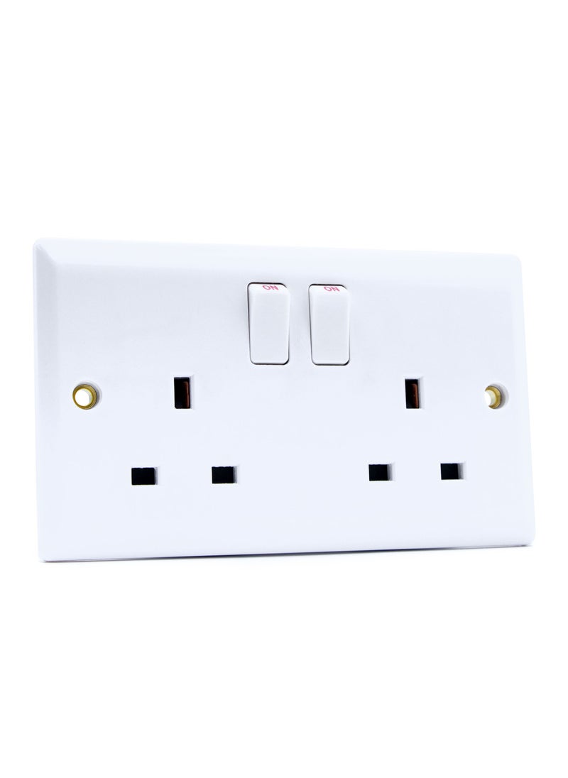 Duravel Duravel 2 Gang Double 13A UK Socket with Neon – Ultra Thin Plastic, Fire-Resistant Electric Outlet  - Image 4