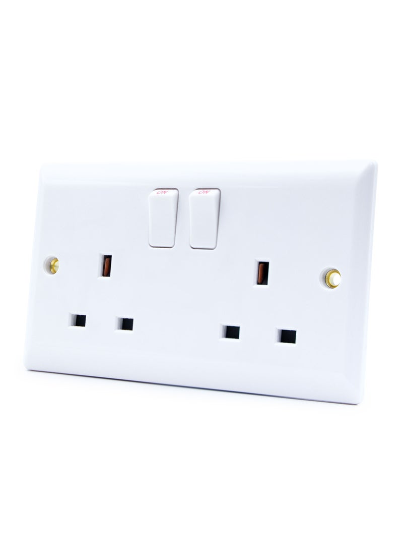 Duravel Duravel 2 Gang Double 13A UK Socket with Neon – Ultra Thin Plastic, Fire-Resistant Electric Outlet  - Image 3