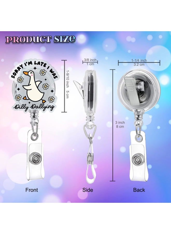 963RW Funny Silly Goose Badge Reel Retractable ID Holder with Alligator Clip for Nurse Nursing Medical Worker & Teacher, Cute Acrylic Badge Accessories for RN CNA LPN Doctor - Image 2