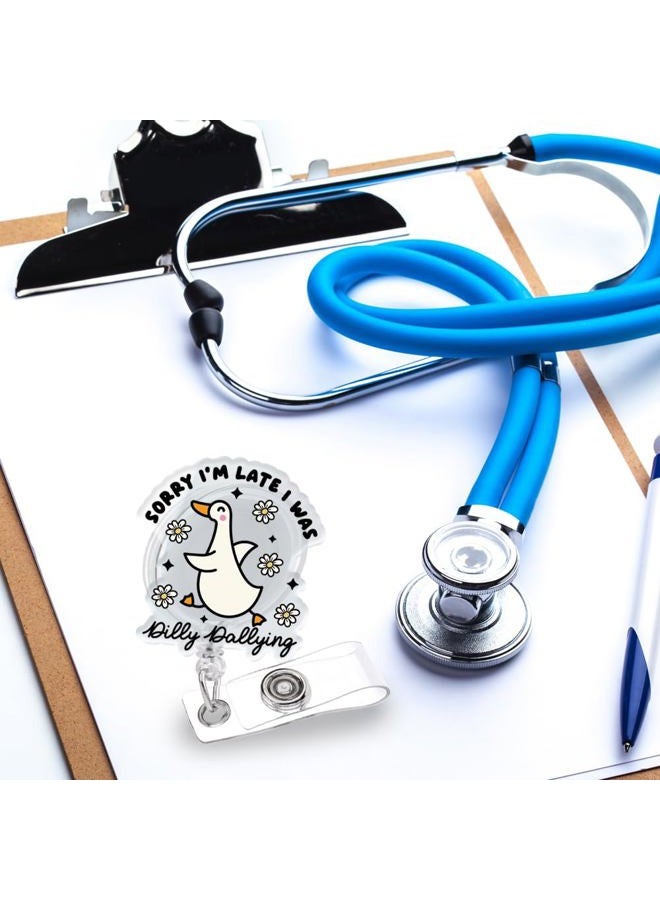 963RW Funny Silly Goose Badge Reel Retractable ID Holder with Alligator Clip for Nurse Nursing Medical Worker & Teacher, Cute Acrylic Badge Accessories for RN CNA LPN Doctor - Image 4