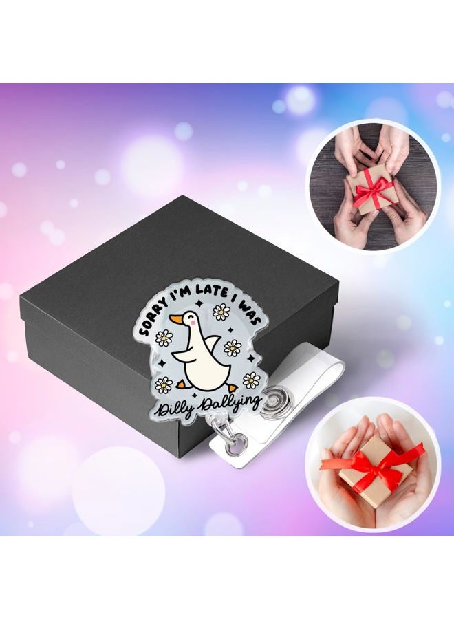 963RW Funny Silly Goose Badge Reel Retractable ID Holder with Alligator Clip for Nurse Nursing Medical Worker & Teacher, Cute Acrylic Badge Accessories for RN CNA LPN Doctor - Image 5