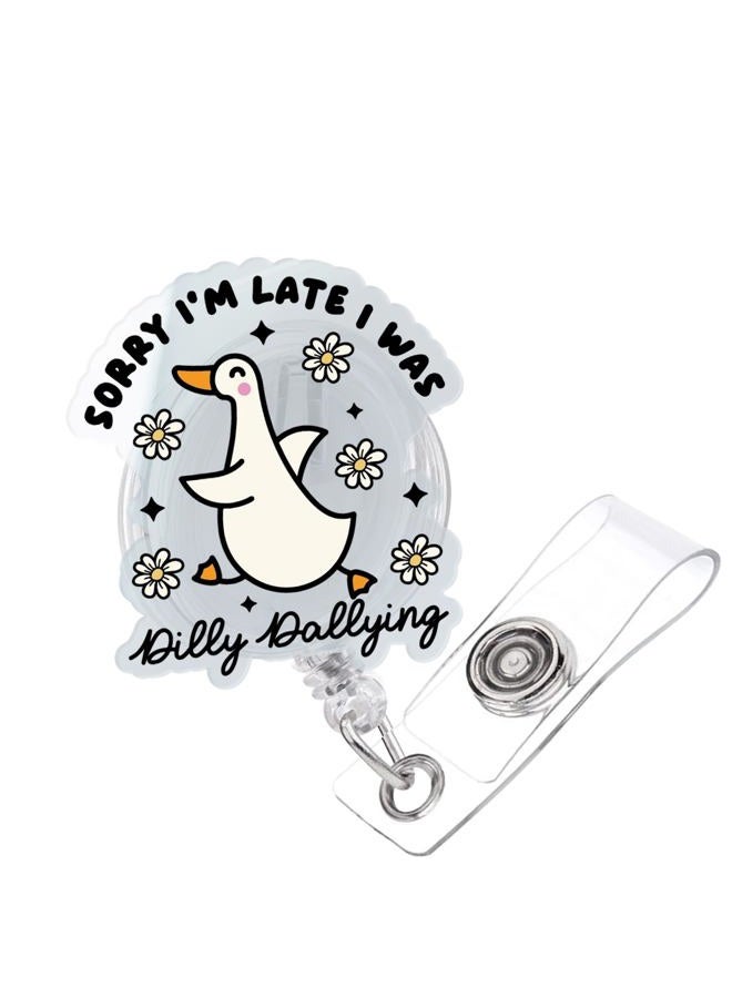 963RW Funny Silly Goose Badge Reel Retractable ID Holder with Alligator Clip for Nurse Nursing Medical Worker & Teacher, Cute Acrylic Badge Accessories for RN CNA LPN Doctor - Image 1