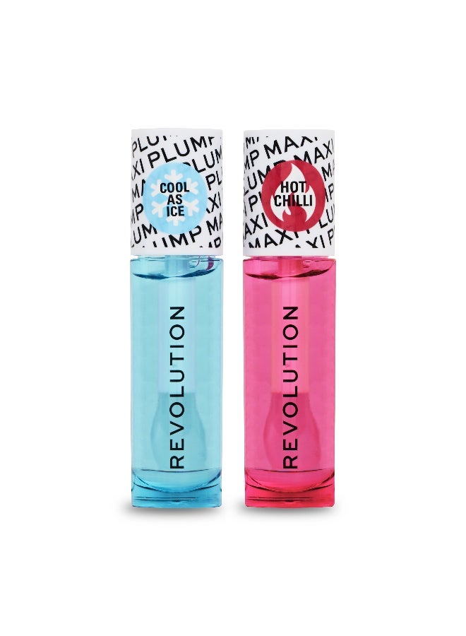 Makeup Revolution Revolution Maxi Plump Cool As Ice and Hot As Chilli Lip Set  - Image 1