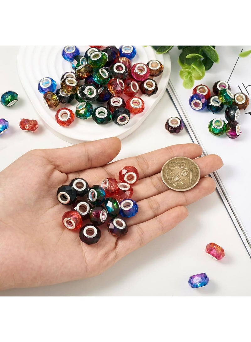 SYOSI خرز لصنع المجوهرات، خرز راتينج دائري أوروبي مع ثقب كبير، خرز فضفاض بتدرجين لصنع قلائد وأساور، خرز 14 مم في 9 ألوان، مجموعة 90 قطعة - Image 5