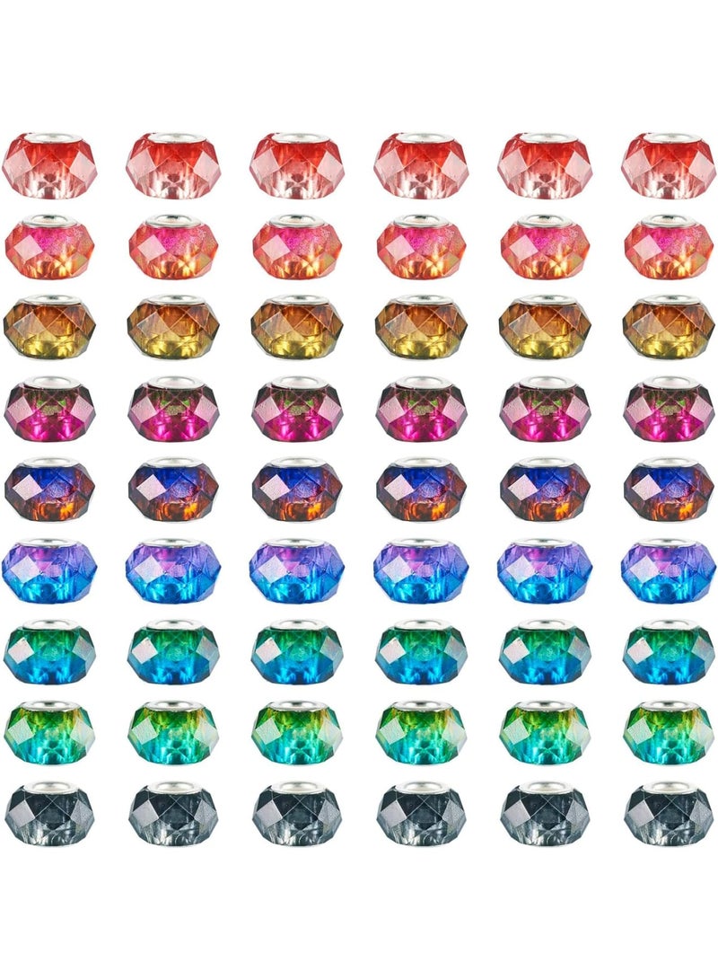 SYOSI خرز لصنع المجوهرات، خرز راتينج دائري أوروبي مع ثقب كبير، خرز فضفاض بتدرجين لصنع قلائد وأساور، خرز 14 مم في 9 ألوان، مجموعة 90 قطعة - Image 4