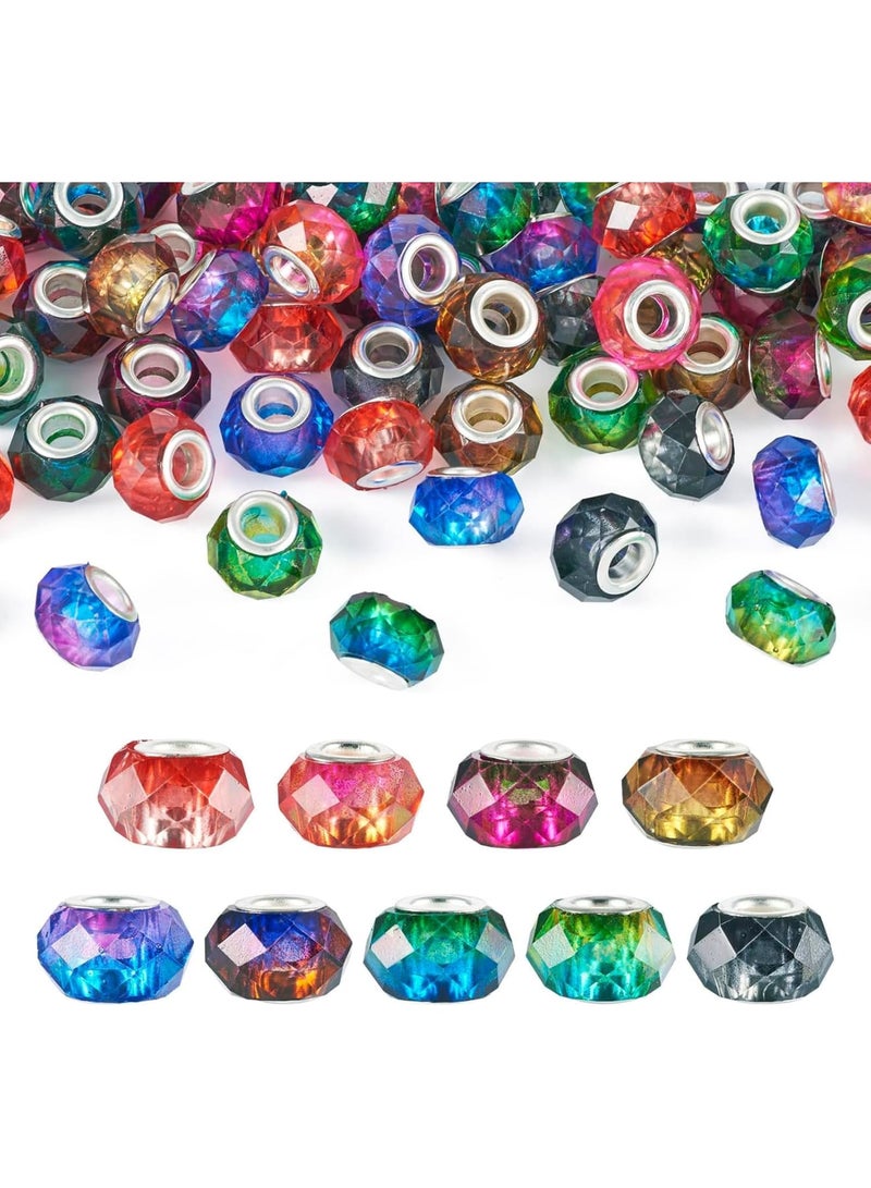 SYOSI خرز لصنع المجوهرات، خرز راتينج دائري أوروبي مع ثقب كبير، خرز فضفاض بتدرجين لصنع قلائد وأساور، خرز 14 مم في 9 ألوان، مجموعة 90 قطعة - Image 1