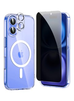 SJet Privacy Case for iPhone 16 Plus, Clear Magnetic iPhone 16 Plus Phone Case with Privacy Screen Protector & Camera Protector, Ultra Slim Shockproof TPU Bumper Hard PC Cover  - Image 1