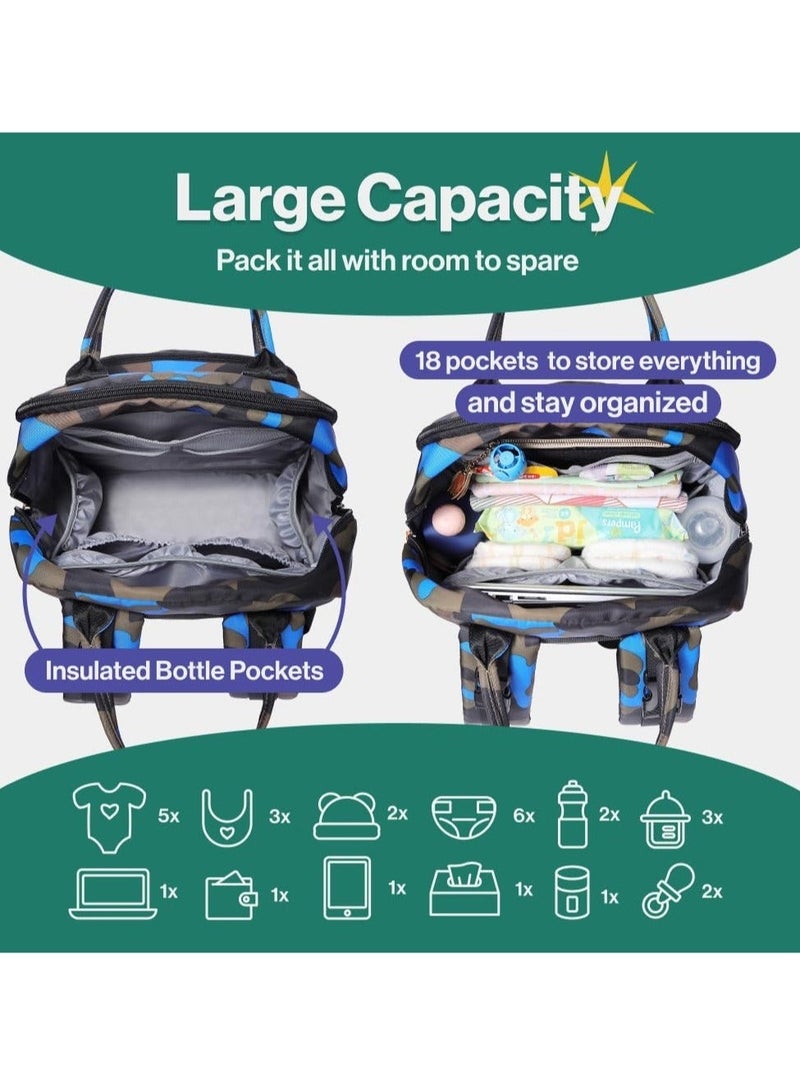 BabbleRoo Multifunctional Waterproof Diaper Bag, Essential Travel Baby Tote with Changing Pad, Baby Carrier and Pacifier Cover - Unisex, Dark Grey - Image 4