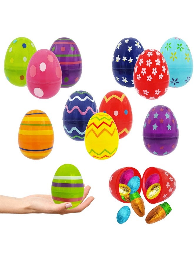 Chochkees Printed Easter Eggs (100 pack) Fillable with Hinge Bulk Colorful Painted Plastic Easter Eggs, Perfect For Easter Egg Hunt, Surprise Egg, Easter Hunt, 2.3" Inch Assorted Bright Colors (100-Pack) - Image 4