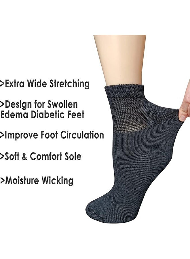 إيليلي عبوة من 4 جوارب لمرضى السكري عريضة للغاية وناعمة للغاية وغير ملزمة من الأعلى لعلاج تورم القدمين - Image 3