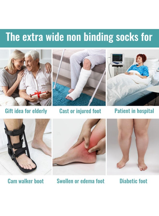 إيليلي عبوة من 4 جوارب لمرضى السكري عريضة للغاية وناعمة للغاية وغير ملزمة من الأعلى لعلاج تورم القدمين - Image 5