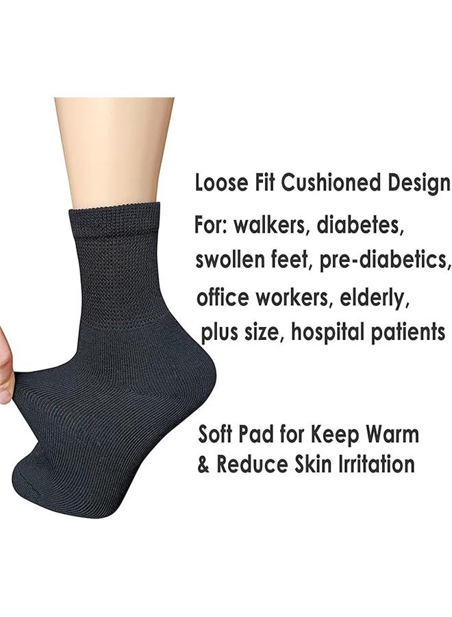 إيليلي عبوة من 4 جوارب لمرضى السكري عريضة للغاية وناعمة للغاية وغير ملزمة من الأعلى لعلاج تورم القدمين - Image 4