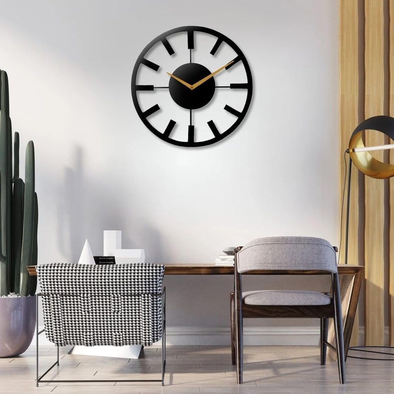 HIRVALL Metal Wall Clock Large Metal Wall Clock for Living Room Bedroom Kitchen Latin Numeral Wall Clock Antique Metal Wall Clock Black 40 CM - Image 4