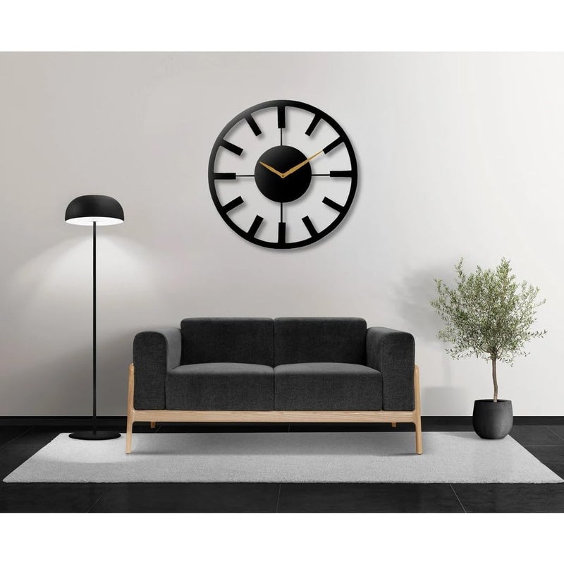 HIRVALL Metal Wall Clock Large Metal Wall Clock for Living Room Bedroom Kitchen Latin Numeral Wall Clock Antique Metal Wall Clock Black 40 CM - Image 1