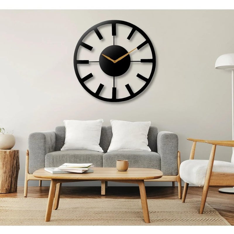 HIRVALL Metal Wall Clock Large Metal Wall Clock for Living Room Bedroom Kitchen Latin Numeral Wall Clock Antique Metal Wall Clock Black 40 CM - Image 2