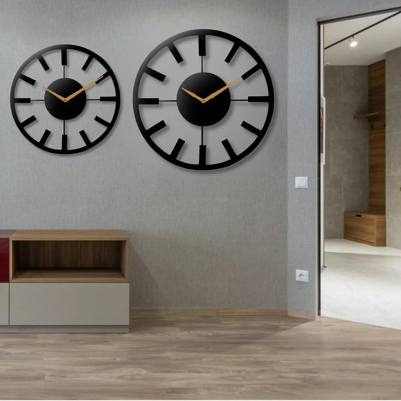 HIRVALL Metal Wall Clock Large Metal Wall Clock for Living Room Bedroom Kitchen Latin Numeral Wall Clock Antique Metal Wall Clock Black 40 CM - Image 5