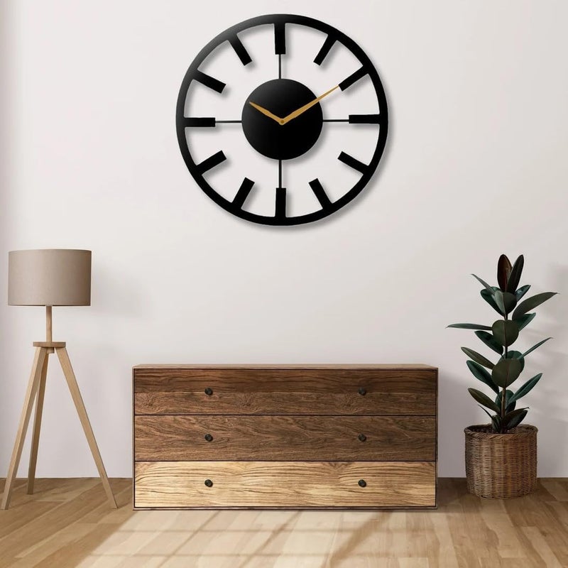 HIRVALL Metal Wall Clock Large Metal Wall Clock for Living Room Bedroom Kitchen Latin Numeral Wall Clock Antique Metal Wall Clock Black 40 CM - Image 3