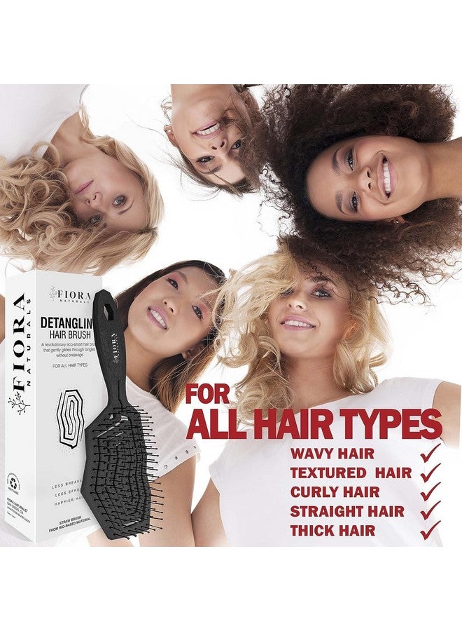 فيورا ناتشيورالز فرشاة فك تشابك الشعر، فرشاة فك تشابك الشعر صديقة للبيئة بنسبة 100% مع شعيرات فائقة النعومة تنزلق خلال التشابك بسهولة للشعر المجعد المستقيم للنساء والرجال والأطفال الصغار الرطب والجاف. - Image 5