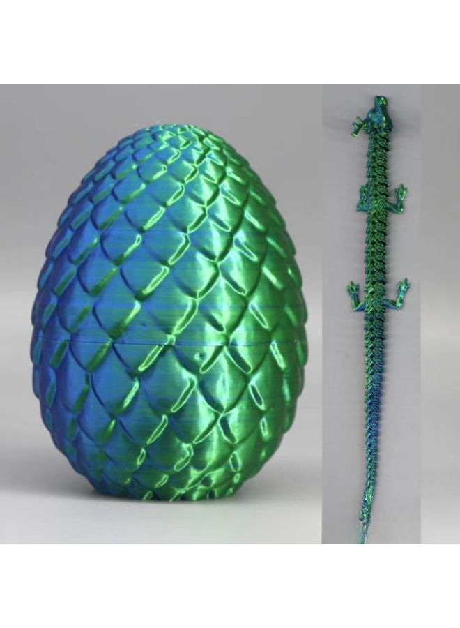 3D Printing Lotus Dragon Egg Dragon Ornaments Chinese Dragon Suit-Color:Chinese Dragon Set (laser 'green)-Specifications:11cm Eggshell + 30cm Dragon  - Image 1