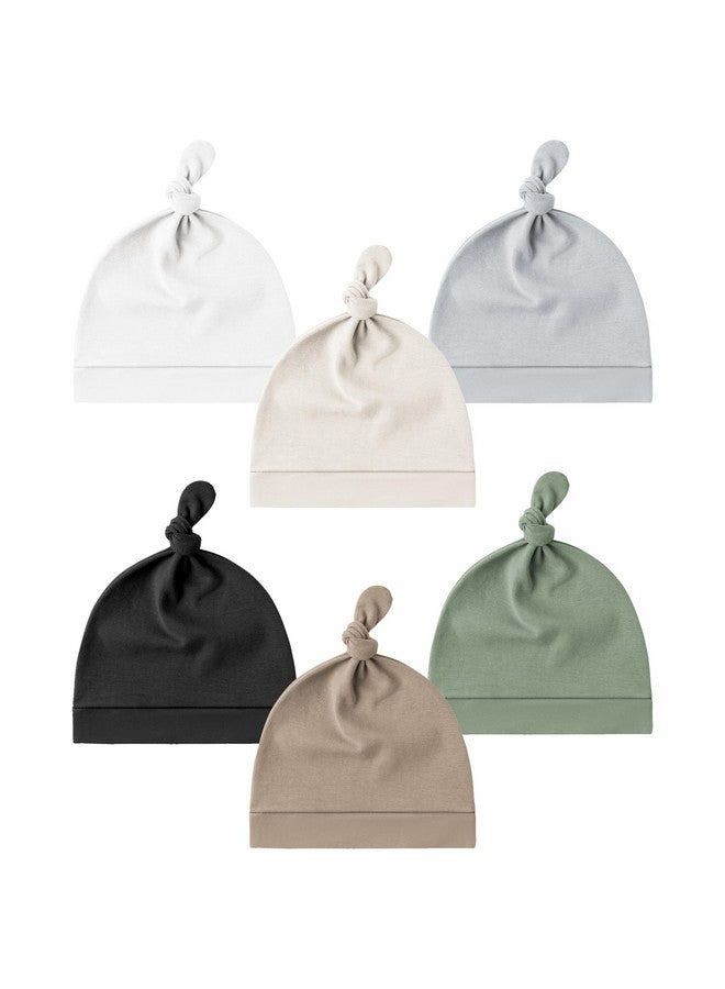 Konssy Konssy 6 Pack Baby Newborn Hats Set Knot Beanie Hats Soft for Infant Baby Girls Boys Caps 0-6 Months - Image 1