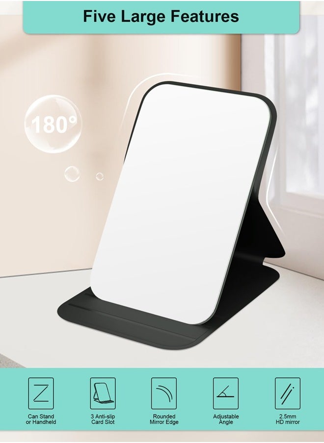 BTFMEI 2PCS Mini Makeup Mirror, Portable Folding Compact Cute Makeup Mirror Pocket Mirror for Quick Touch-U.S on the Go (Black)  - Image 3