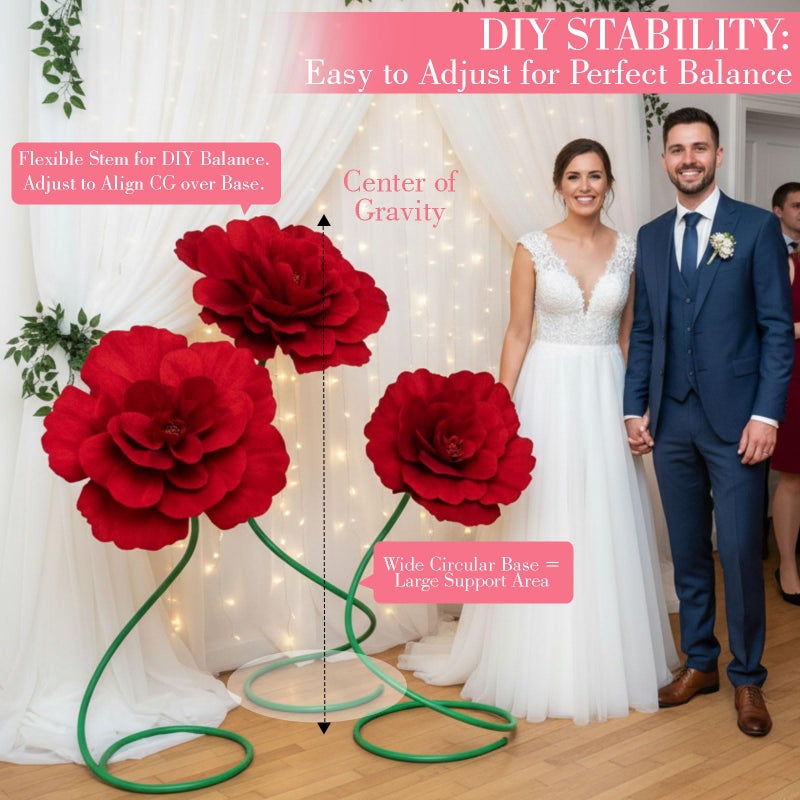 Maysing 2 Pcs 5ft Large Red Poppy Flowers Giant Artificial Poppy Standing Huge Handcrafted Decoration for Garden Hotel Office Wicked Birthday Wedding Bridal Shower Art Gallery Shop Window Display - Image 4