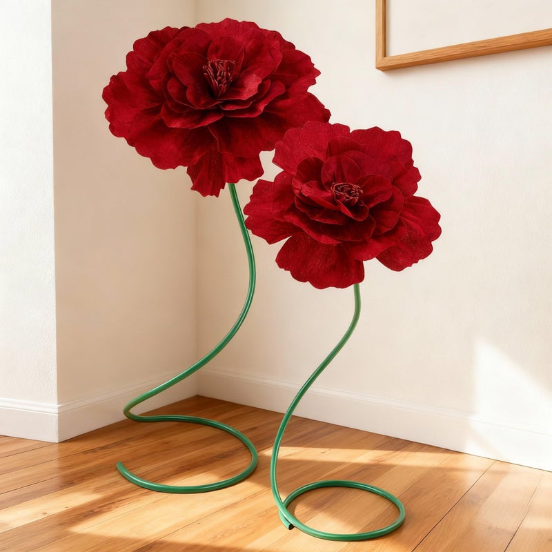 Maysing 2 Pcs 5ft Large Red Poppy Flowers Giant Artificial Poppy Standing Huge Handcrafted Decoration for Garden Hotel Office Wicked Birthday Wedding Bridal Shower Art Gallery Shop Window Display - Image 1