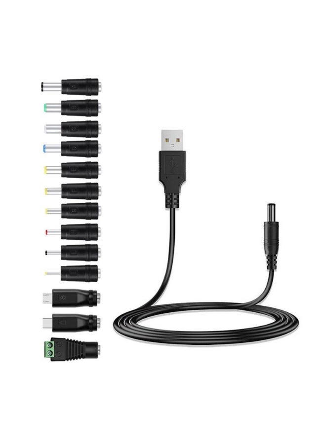 Chabeia 5V DC5521 Power Cable USB to DC5.5x2.1mm Charging Cord with 13 Interchangeable Connectors for Home Appliances Mother seat to Laptop - Image 2