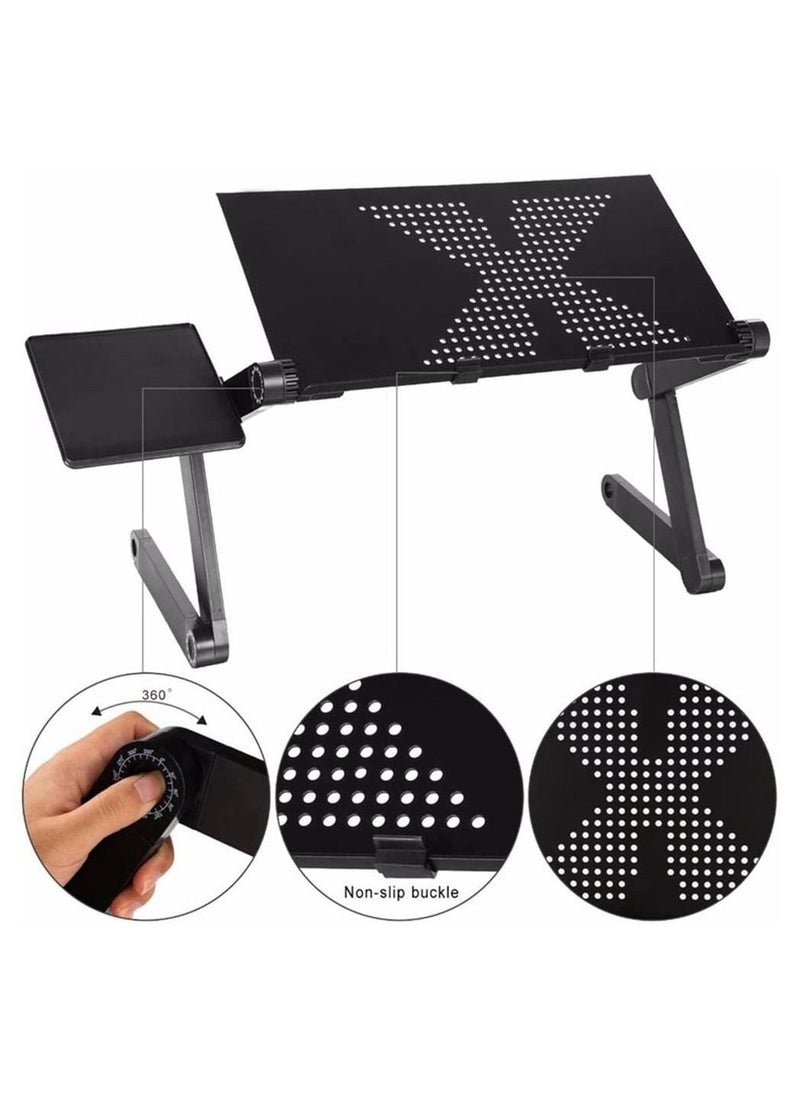Generic - Laptop Desk, Laptop Stand for Bed and Sofa, Portable Adjustable Laptop Table Desk Stand with Mouse Pad, Ergonomic Design Lap TV Bed Tray Aluminum Cozy Desk Suitable for Reading Studying - Image 1