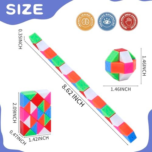 LENDOD Mini Fidget Snake Cube Toys 30PCS Party Favors BulkGoodie Bag Stocking Stuffers for Kids Treasure Box Toys for Classroom Reward Quiet Sensory Travel Toy for Ages 48 Gift for Kids Birthday - Image 5