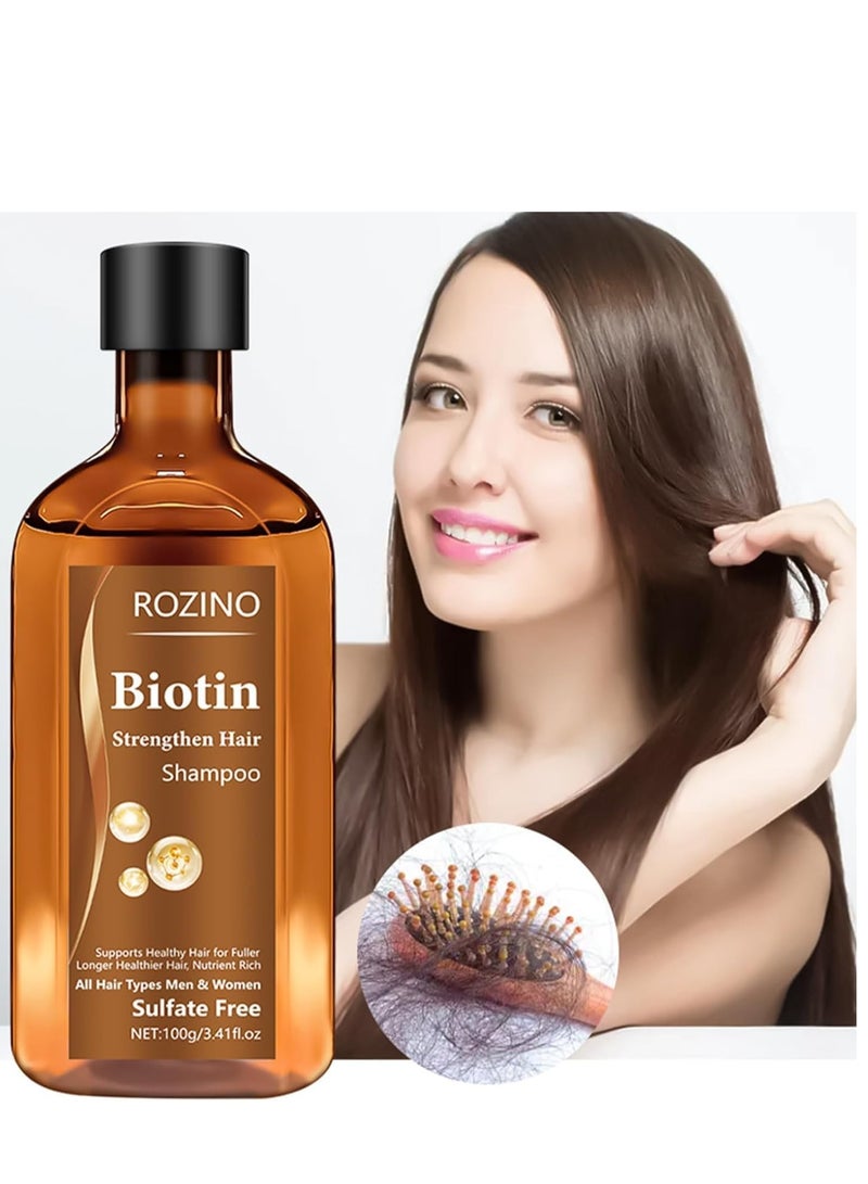روزينو شامبو البيوتين ، علاج لتكثيف الشعر بزيت الخروع وزيت إكليل الجبل والكيراتين - شامبو مكثف للشعر الجاف والتالف - مثالي للنساء والرجال ذوي الشعر الخفيف 100 جرام - Image 4