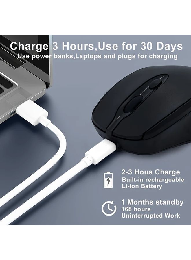 Rechargeable Wireless Mouse Dual Mode Ergonomic Portable For PC Notebook Windows Black - Image 3