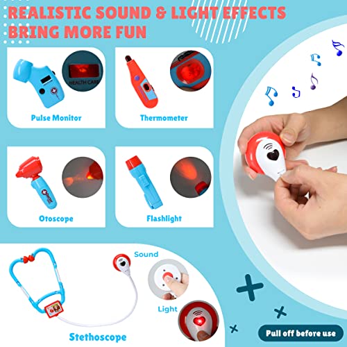Meland Toy Doctor Kit for Kids - Pretend Play Doctor Set with Carrying Case, Stethoscope Toy & Dress Up Costume - Doctor Play Set for Kids Toddlers Ages 3 4 5 6 Year Old for Role Play Gift - Image 3