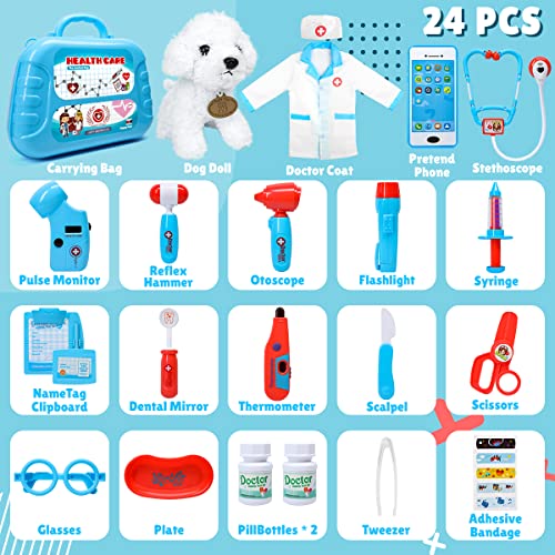 Meland Toy Doctor Kit for Kids - Pretend Play Doctor Set with Carrying Case, Stethoscope Toy & Dress Up Costume - Doctor Play Set for Kids Toddlers Ages 3 4 5 6 Year Old for Role Play Gift - Image 2