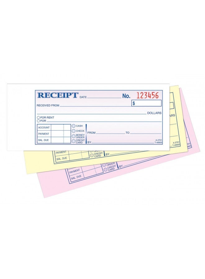 Adams Money/Rent Receipt Book, Carbonless, 3-Part, 2-3/4 x 7-3/16 Inches, 50 Sets per Book (TC2701)