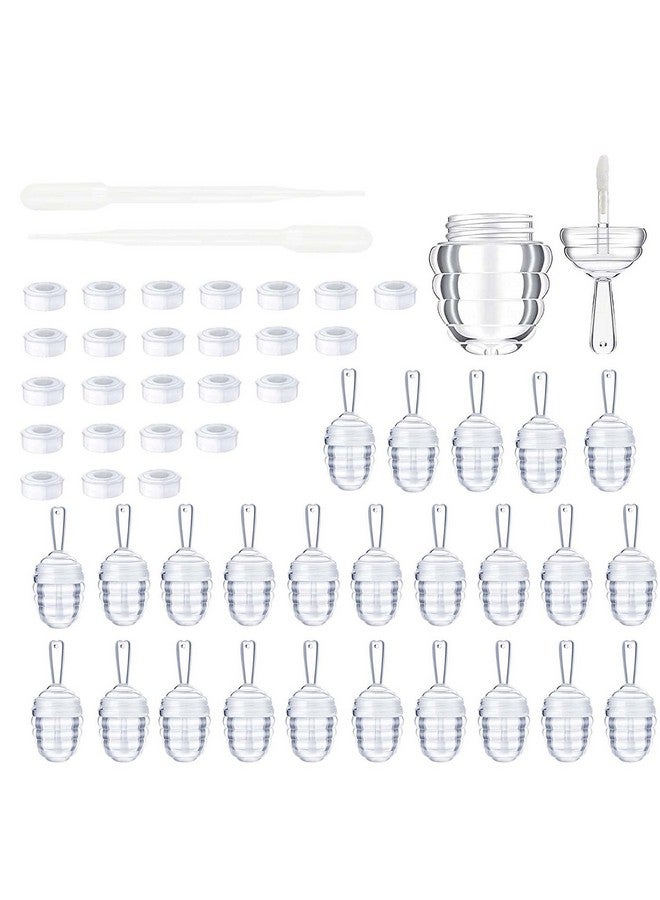 COSIDEA 25 Pieces Honey Comb Shaped 6Ml Lip Gloss Tube Empty Plastic Lip Gloss Container Mini Clear Refillable Lip Balm Bottle Container With 2 Pieces Plastic Funnels For Women Girls Diy Cosmetics (Clear) - Image 1