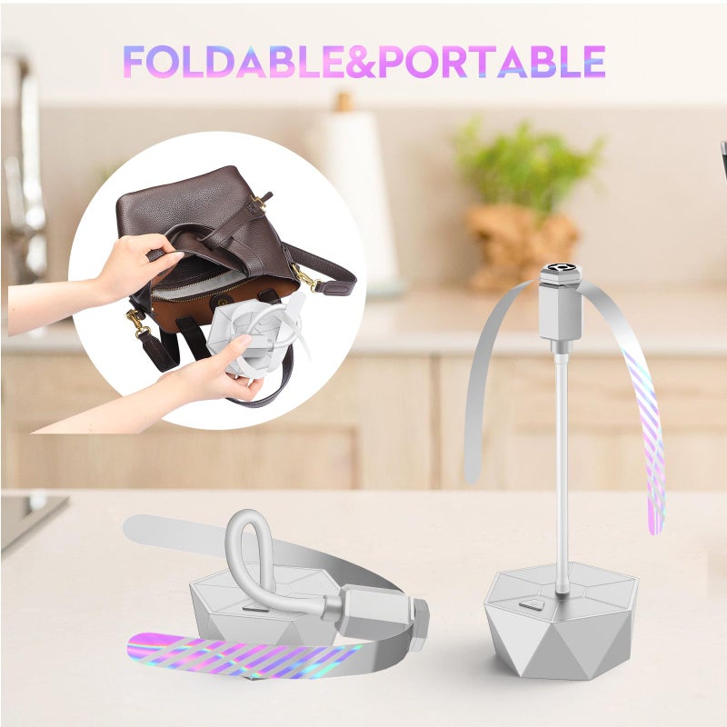 PIMAG Fly Fans for Tables, Fly Repellent Fan Outdoor Indoor Keep Flies Away, Repellent Fans for Tables with Holographic Blades for Picnic, Party, Restaurant, Kitchen, and BBQ, 4 Pack Silver - Image 2