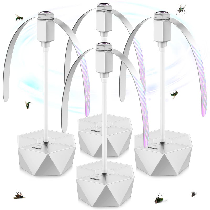 PIMAG Fly Fans for Tables, Fly Repellent Fan Outdoor Indoor Keep Flies Away, Repellent Fans for Tables with Holographic Blades for Picnic, Party, Restaurant, Kitchen, and BBQ, 4 Pack Silver - Image 1