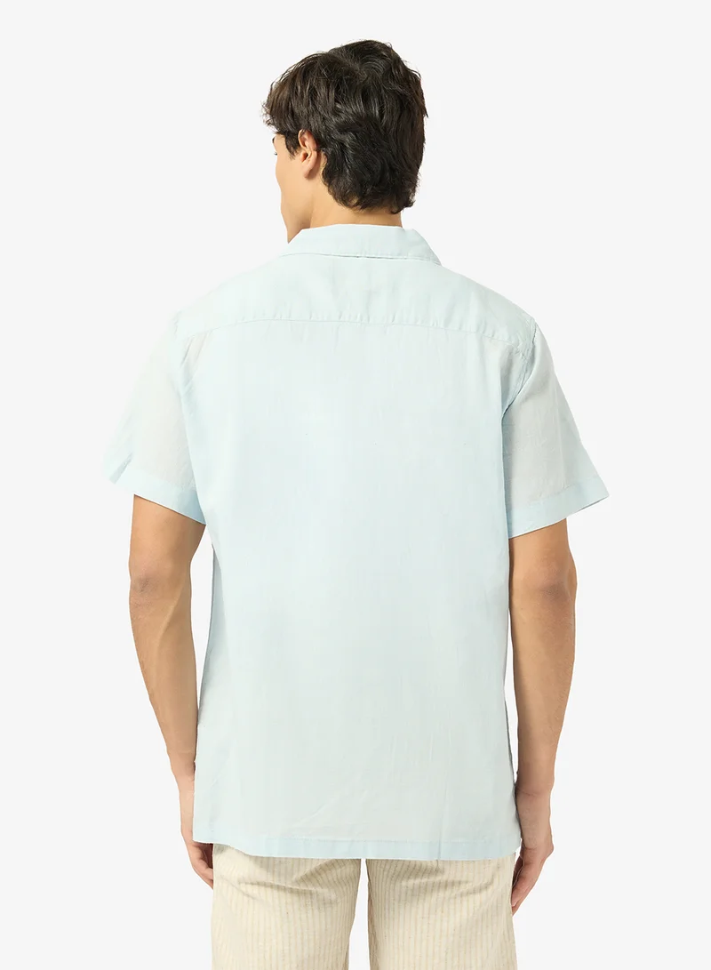 ريبلز مع نمشي Mens Linen Blend Resort Collar Shirt