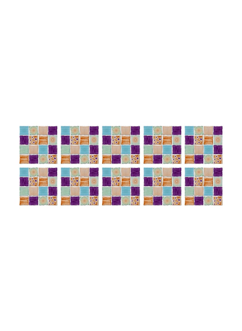 عام 10 قطعة فسيفساء 3D نمط الطباعة ذاتية اللصق ورق جدران 10x10x1cm - Image 1