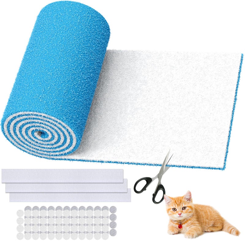 WAWINY Air Vent Filter Kit 12 x 140 Cut to Fit Air Filter Materials MERV 8 Electrostatic Media Roll for Home Floor Ceiling AC HVAC RVC Furnace Vents With 48PCs Adhesive Hook Tape