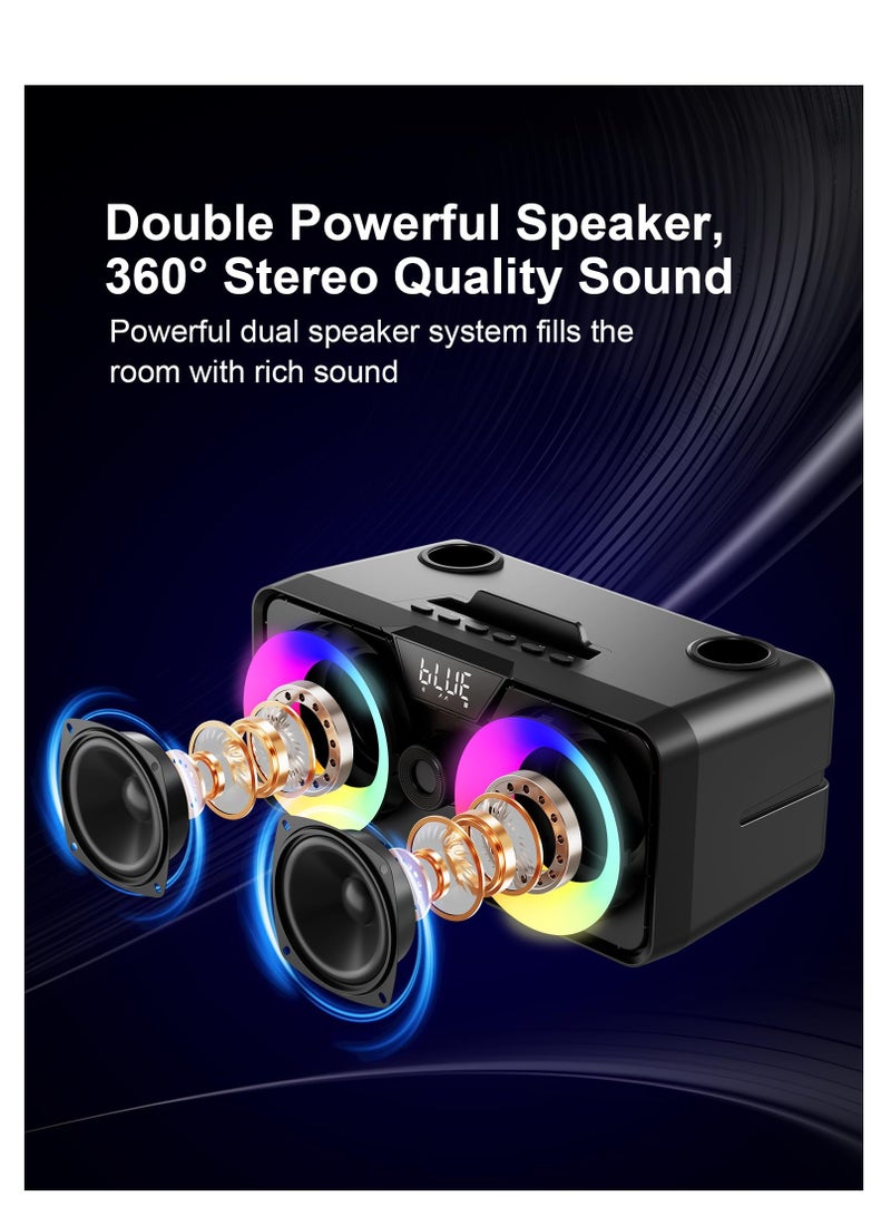 SYOSI Karaoke Machine with 2 UHF Wireless Microphones for Adults Kids, Portable Bluetooth Singing PA Speaker System with LED Lights  for Home Party, Karaoke, Wedding, Birthday  - Image 4