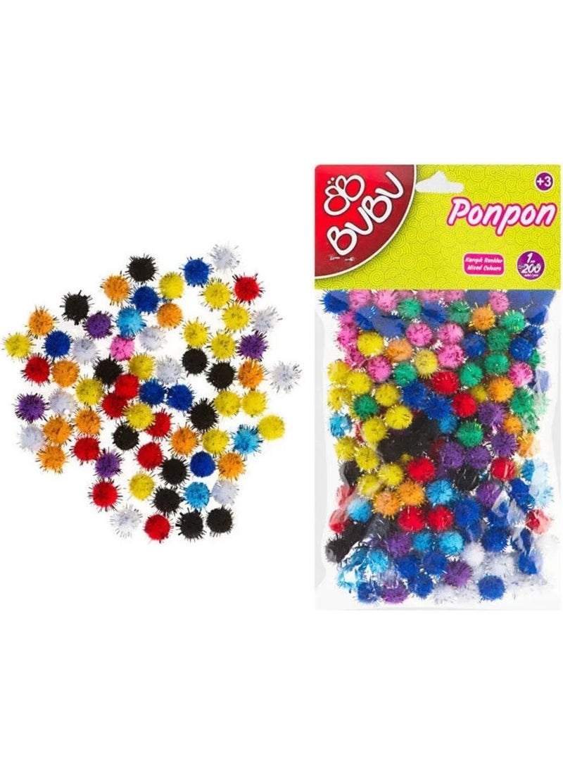Bu-Bu Pompom Glitter 1cm 200pcs Mixed Bubu00111 