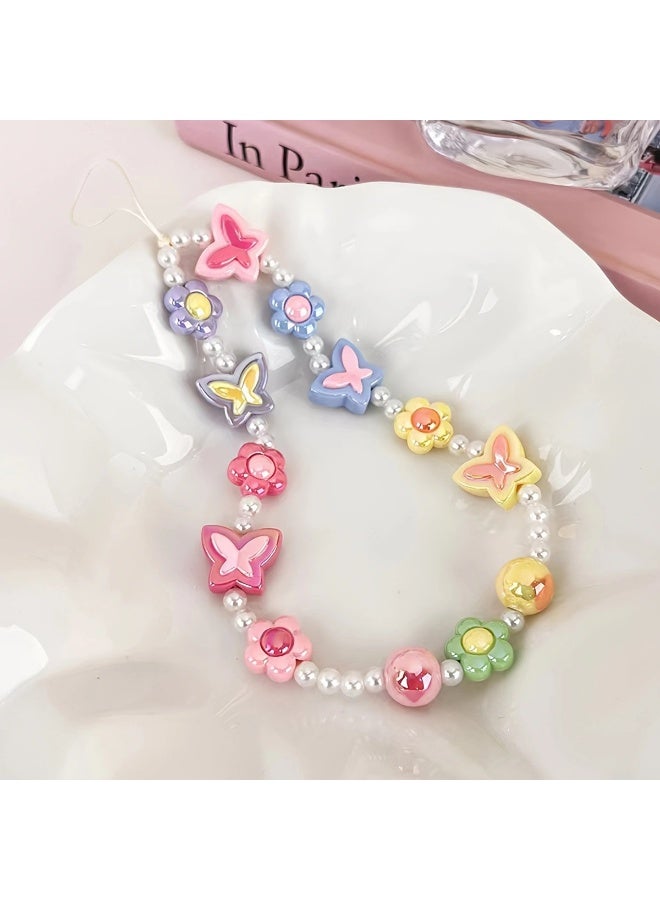 NIBEMINENT Phone Charm/ Chain Strap for Women Girls, Sweet Wind Love Girl Butterfly Cell Phone Case Lanyard Wrist Strap