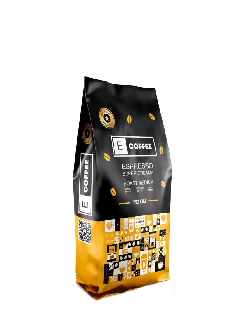 ecoffee Espresso super crema - Roast Medium- 250 Gm  - Image 1