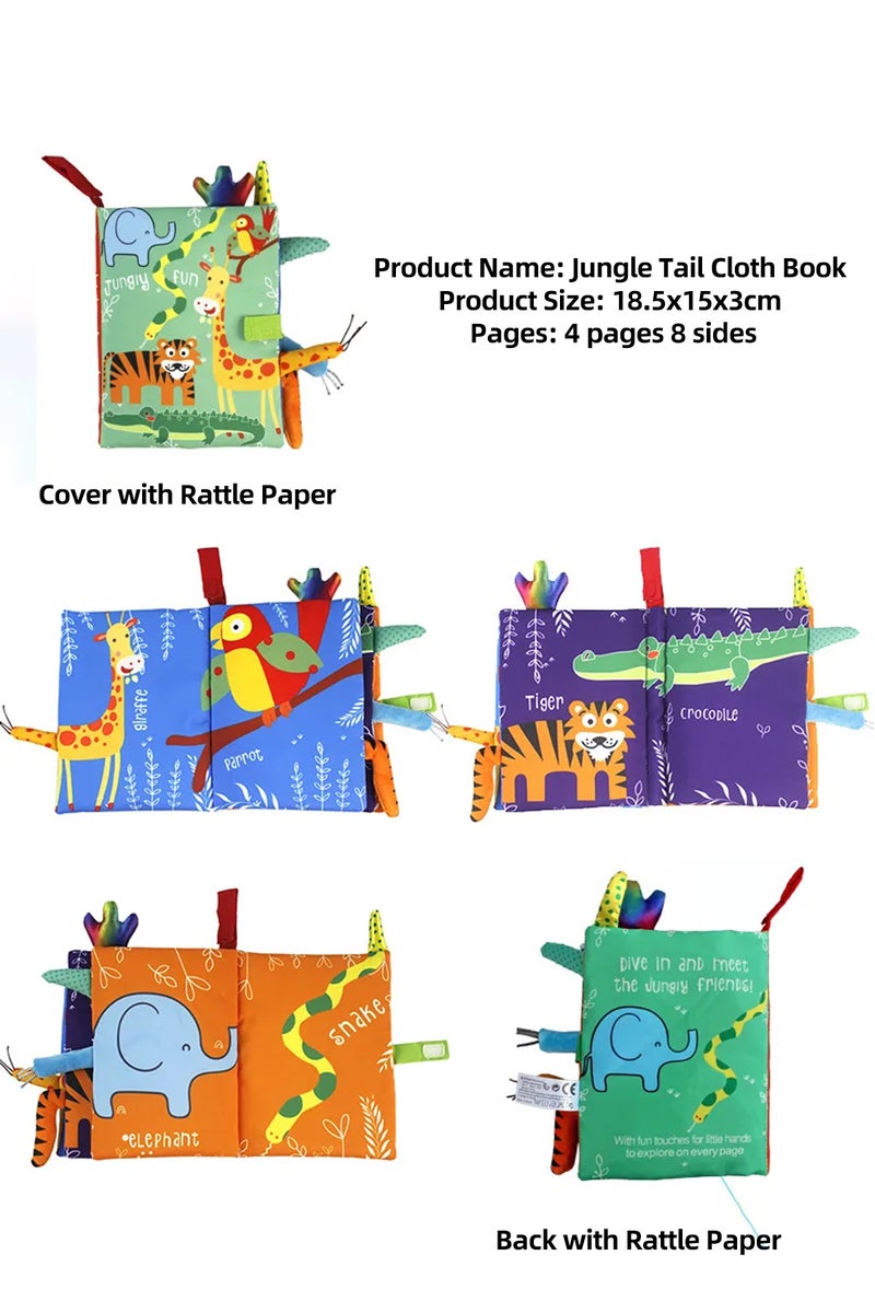 erorex Tiger 0-36M Baby Early Learning Toy Tail Cloth Book Parent-child Interactive Sound Paper Puzzle Clot - Image 3