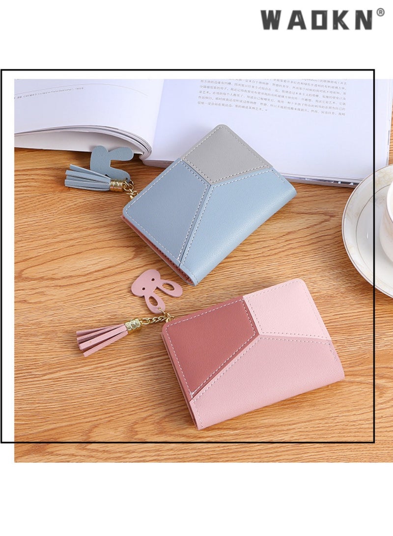 WAOKN Trendsetting Korean-Style Women's Short Wallet with Convenient Zipper Closure Design, Simple & Chic, Easy to Organize, Highlighting Female Elegance and Charm（Blue）  - Image 3