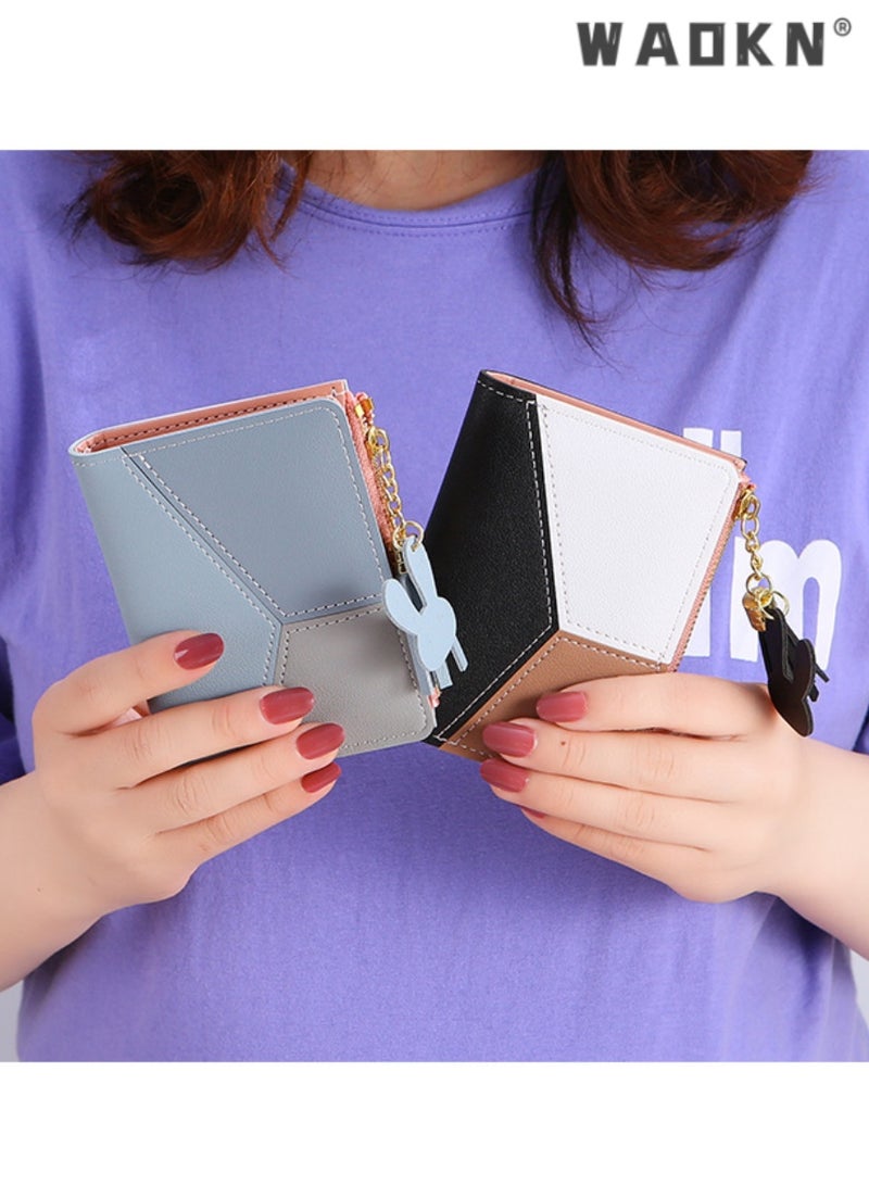 WAOKN Trendsetting Korean-Style Women's Short Wallet with Convenient Zipper Closure Design, Simple & Chic, Easy to Organize, Highlighting Female Elegance and Charm（Blue）  - Image 2