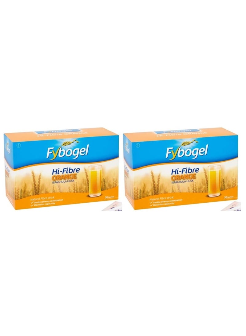 Fybogel Orange Ispaghula Husk Natural Fibre Drink - 30 Sachets 2PCS - Image 1